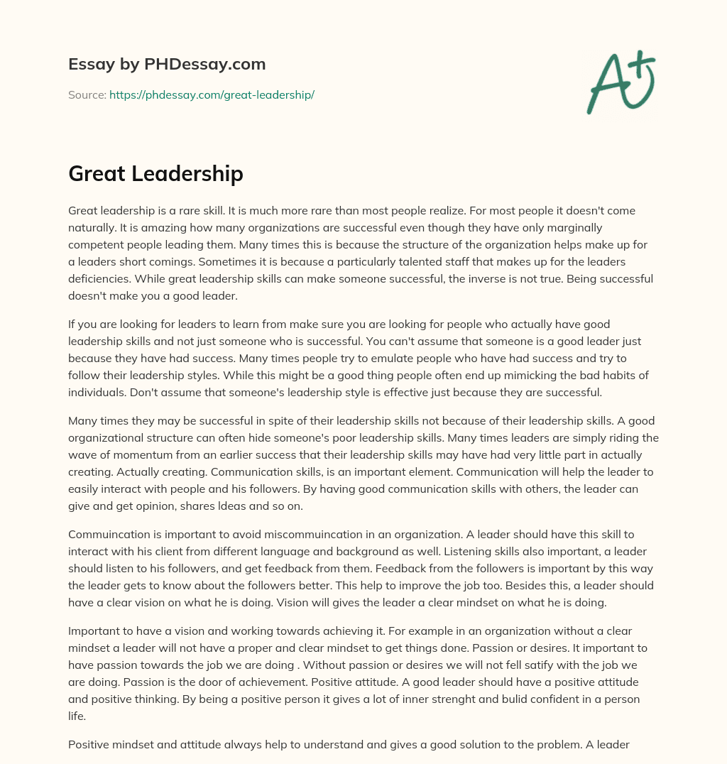 Great  Leadership essay