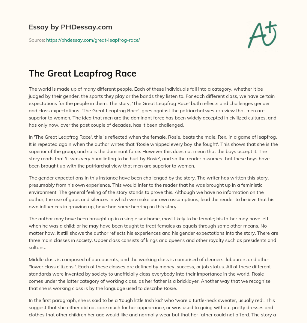 The Great Leapfrog Race essay