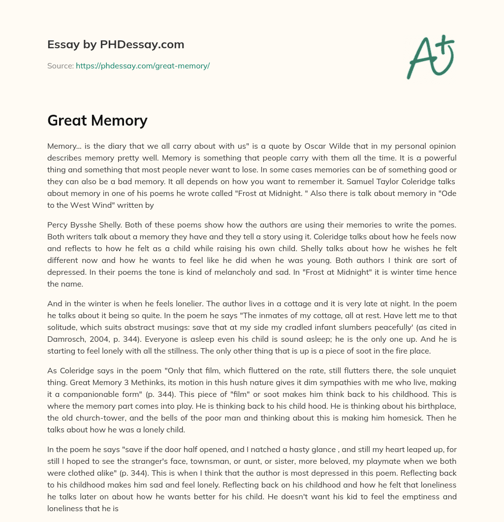 Great Memory essay