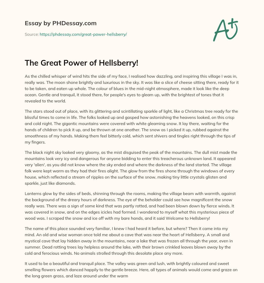 The Great Power of Hellsberry! essay