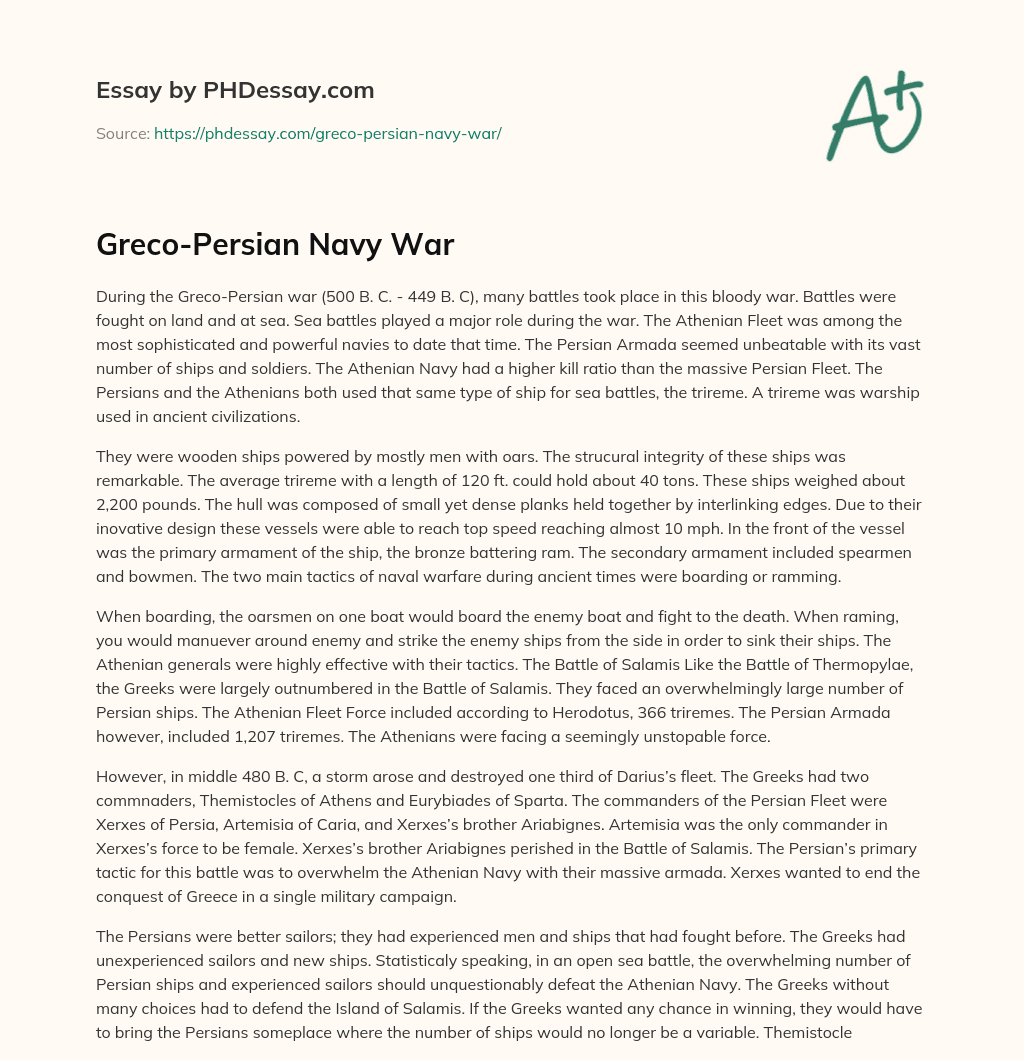 Greco-Persian Navy War essay