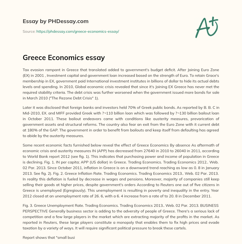 Greece Economics essay essay