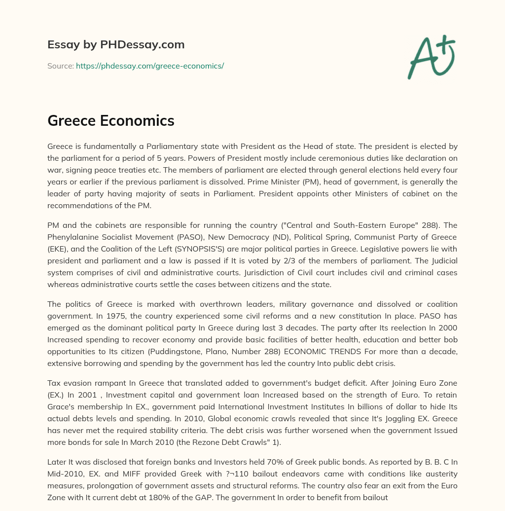 Greece Economics essay