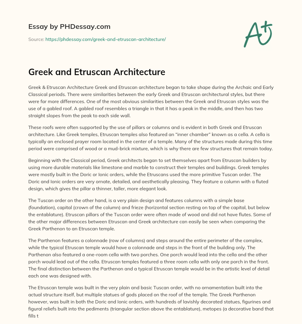 Greek and Etruscan Architecture essay