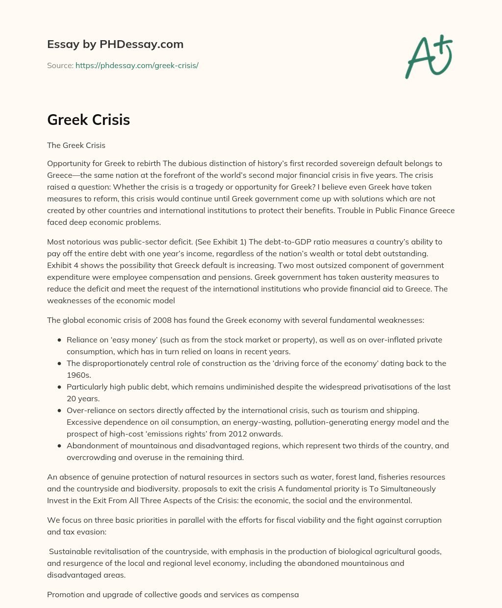 Greek Crisis essay