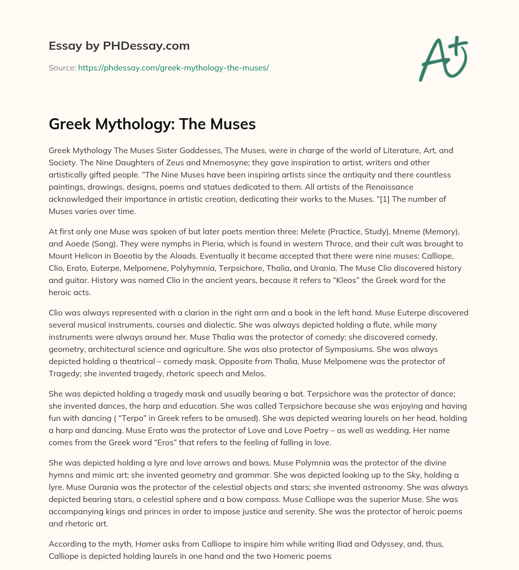 Greek Mythology: The Muses essay