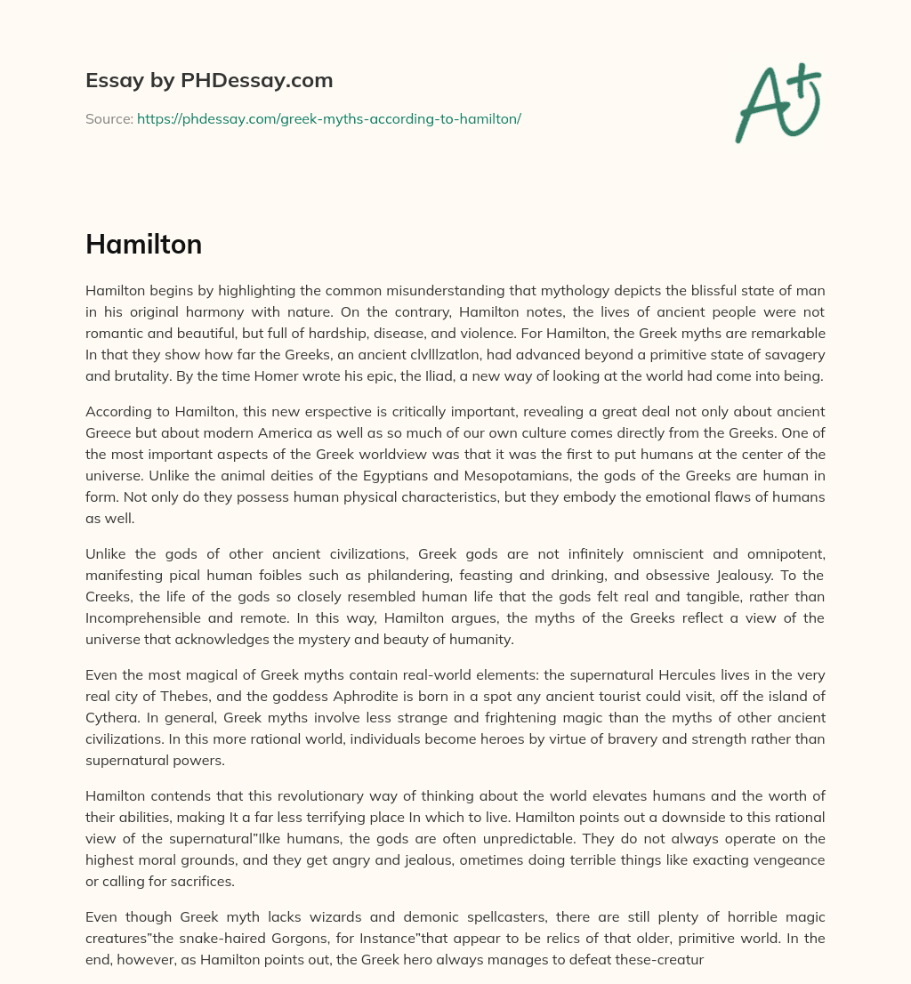 Mythology: A New Perspective on Ancient Greece and Modern America essay