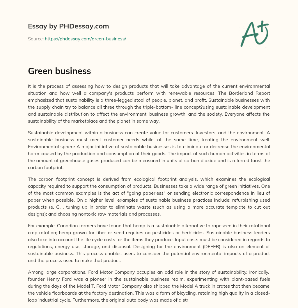 Green business essay