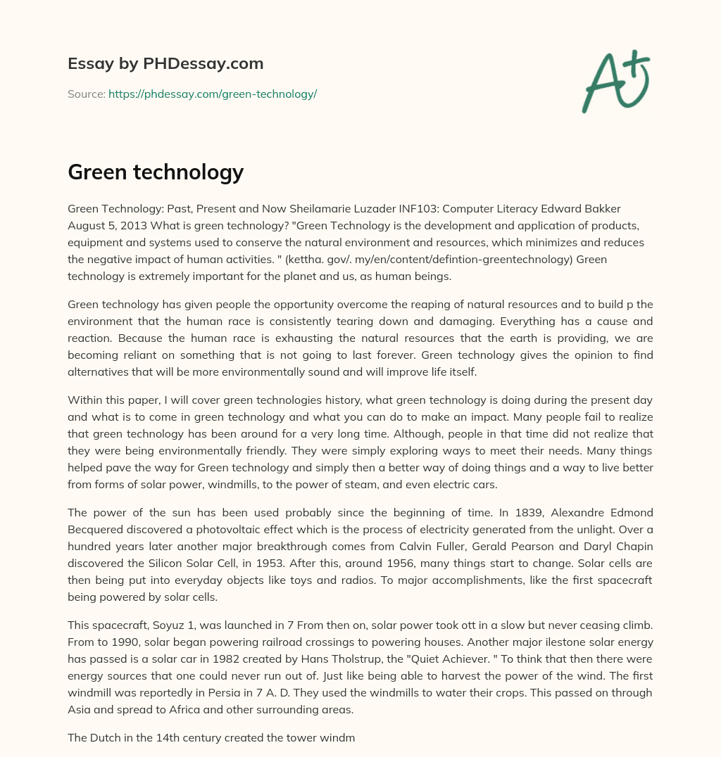 Green technology essay