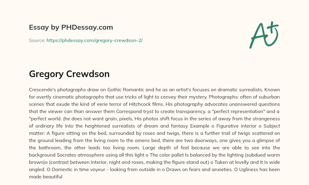 Gregory Crewdson essay