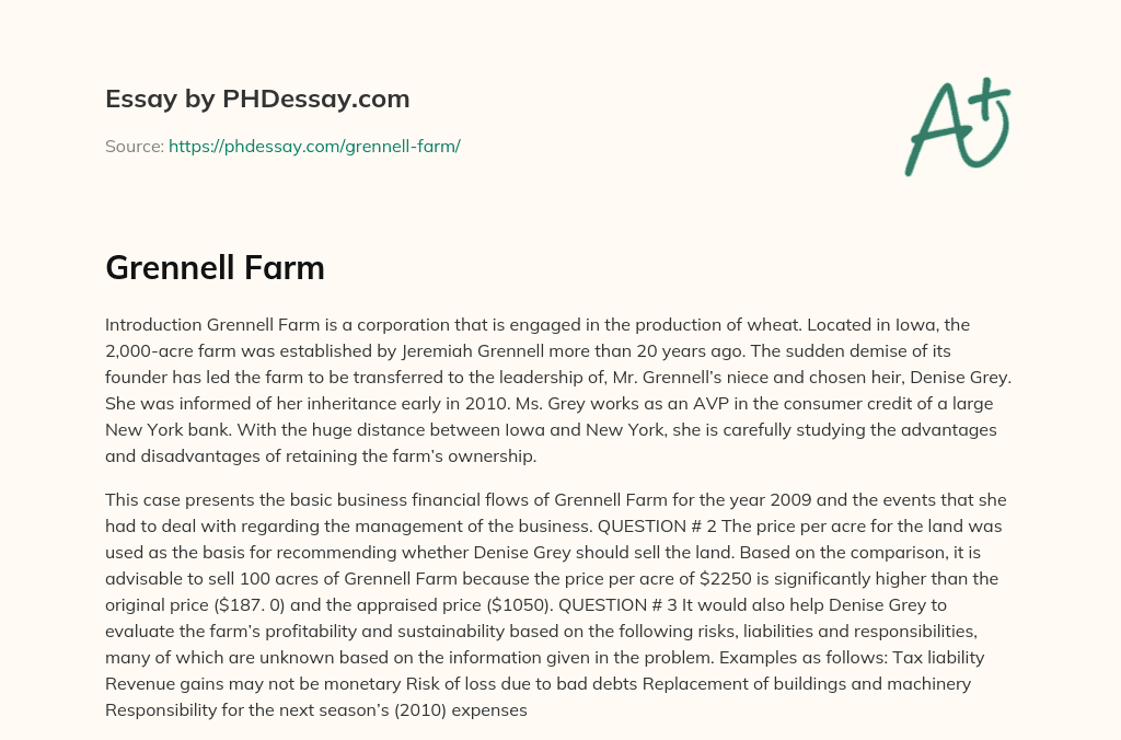 Grennell Farm essay