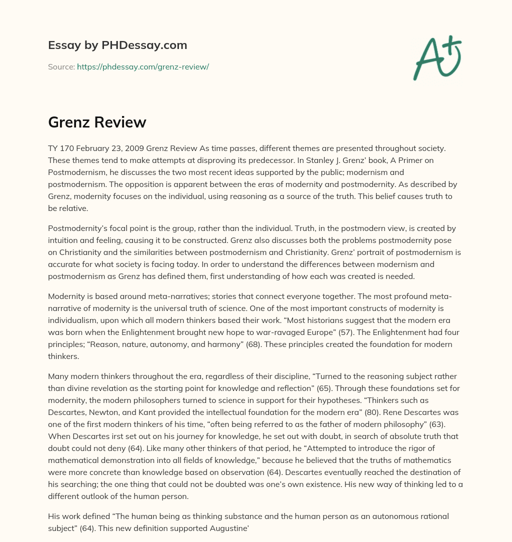 Grenz Review essay