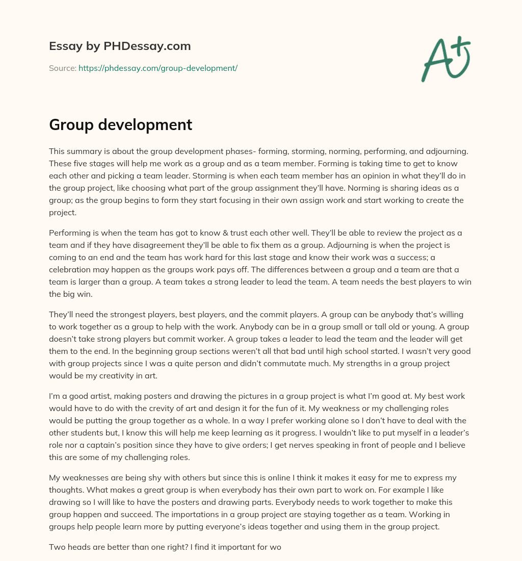 Group development essay
