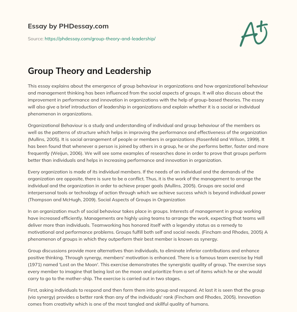 group leader essay