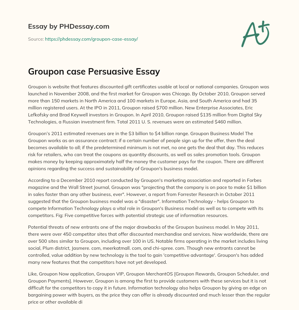 Groupon case Persuasive Essay essay