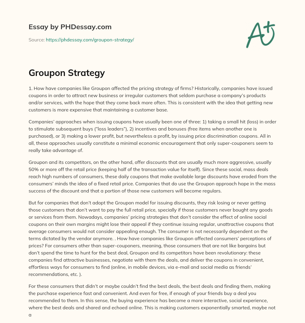 Groupon Strategy essay