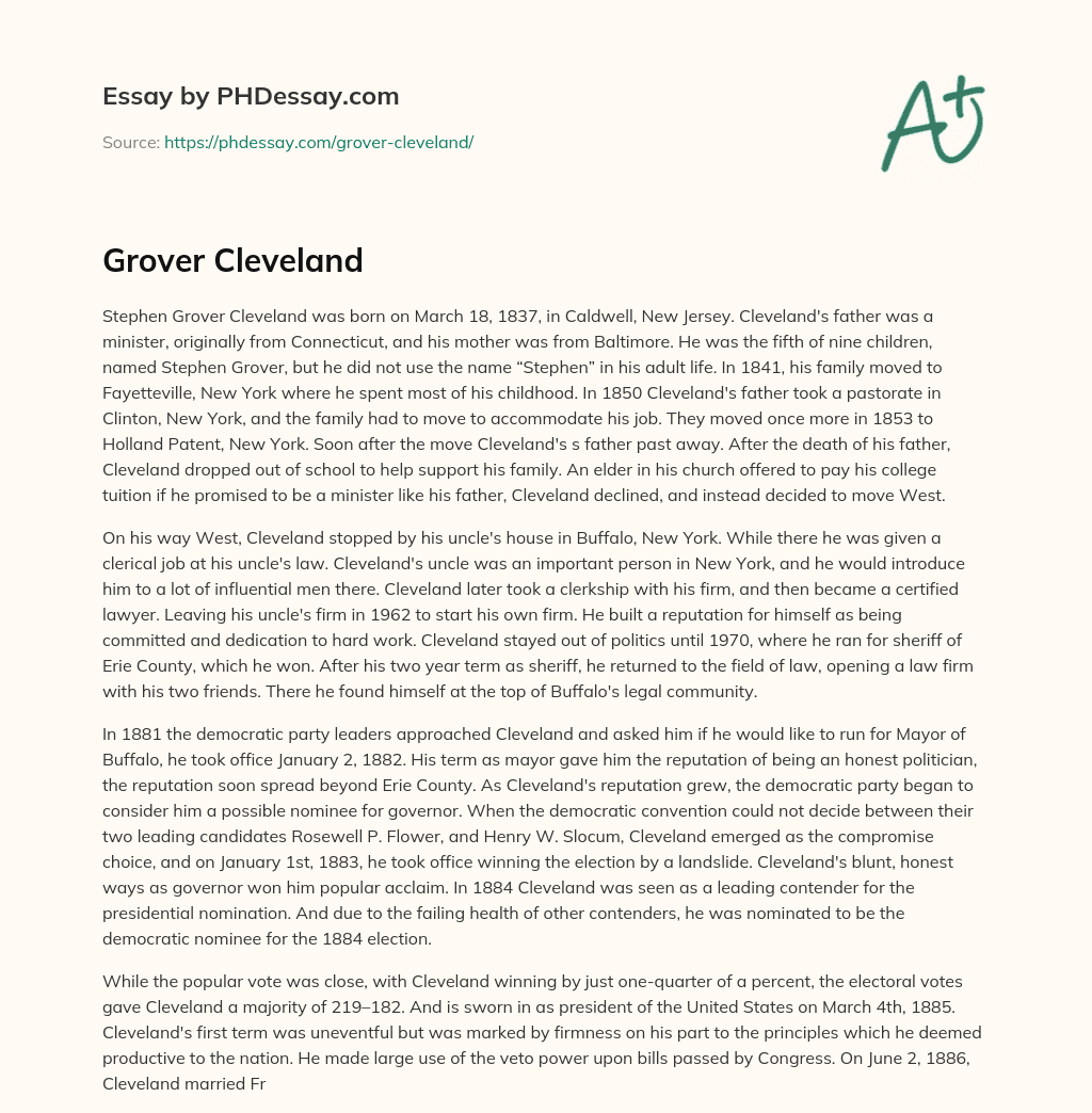 Grover Cleveland essay