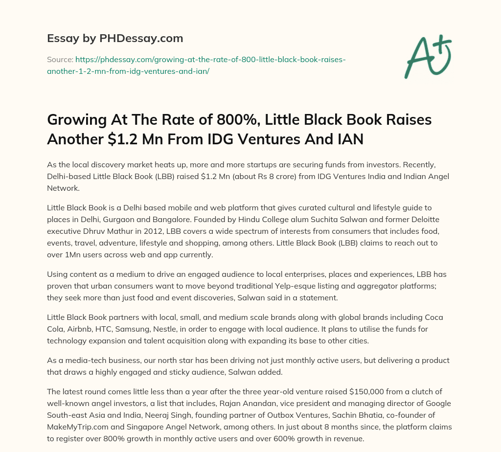 Growing At The Rate of 800%, Little Black Book Raises Another $1.2 Mn From IDG Ventures And IAN essay