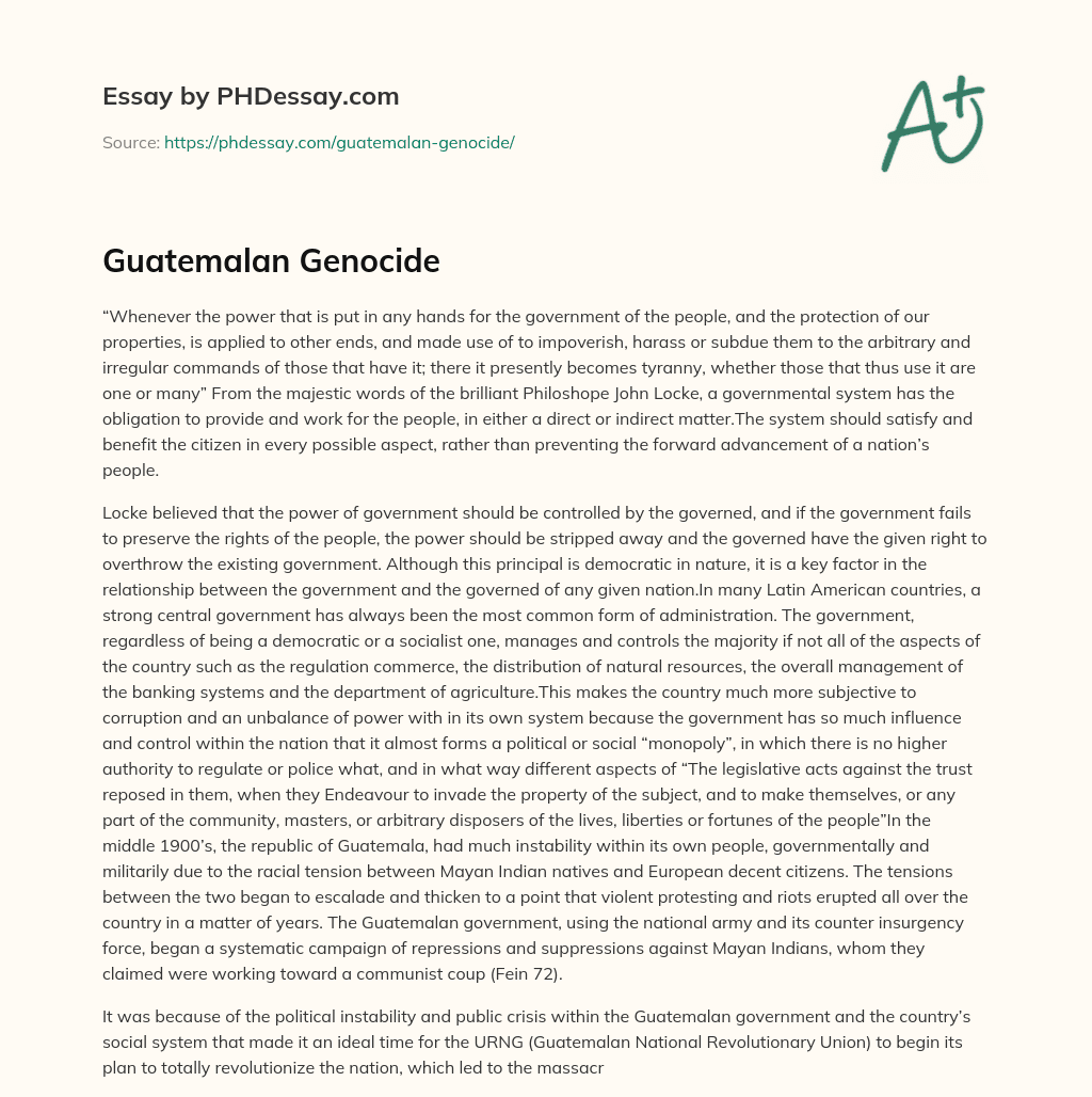 Guatemalan Genocide essay