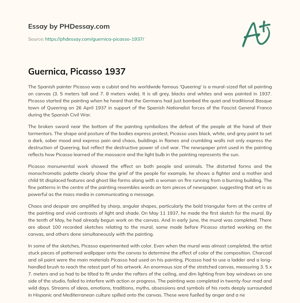Guernica, Picasso 1937 essay