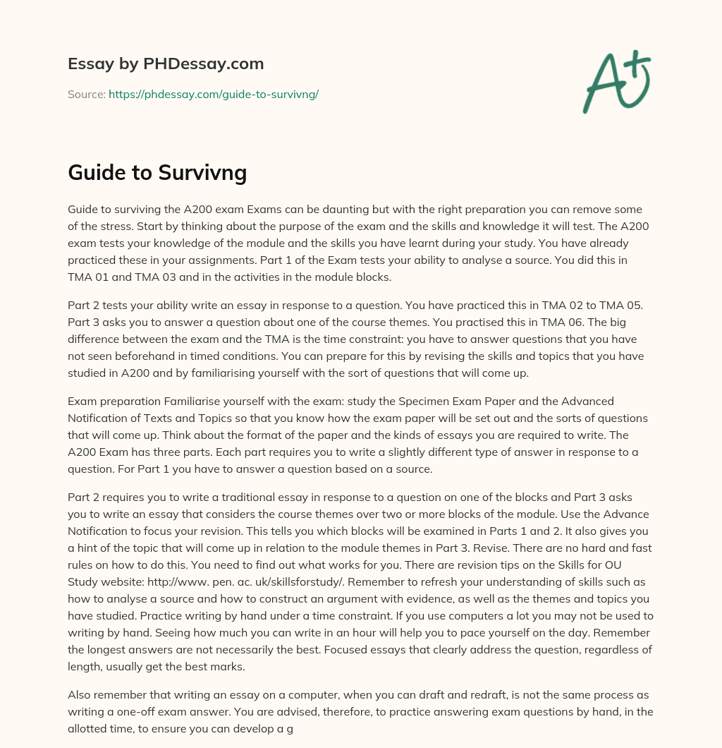 Guide to Survivng essay