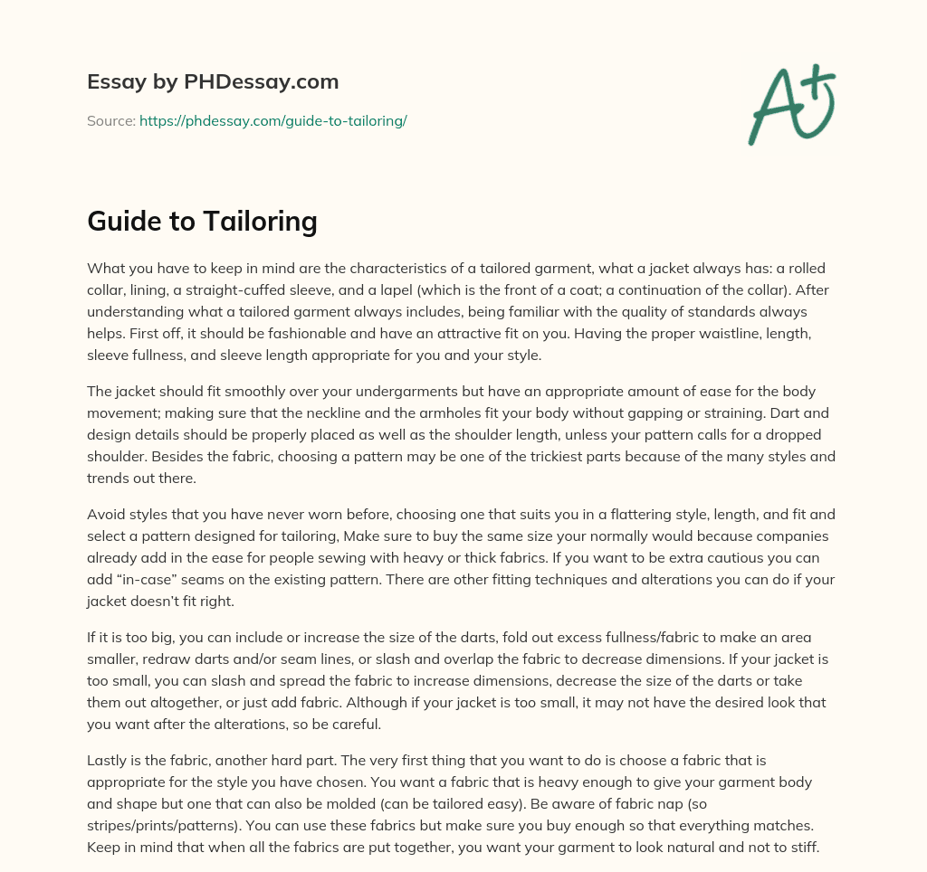 Guide To Tailoring 400 Words PHDessay