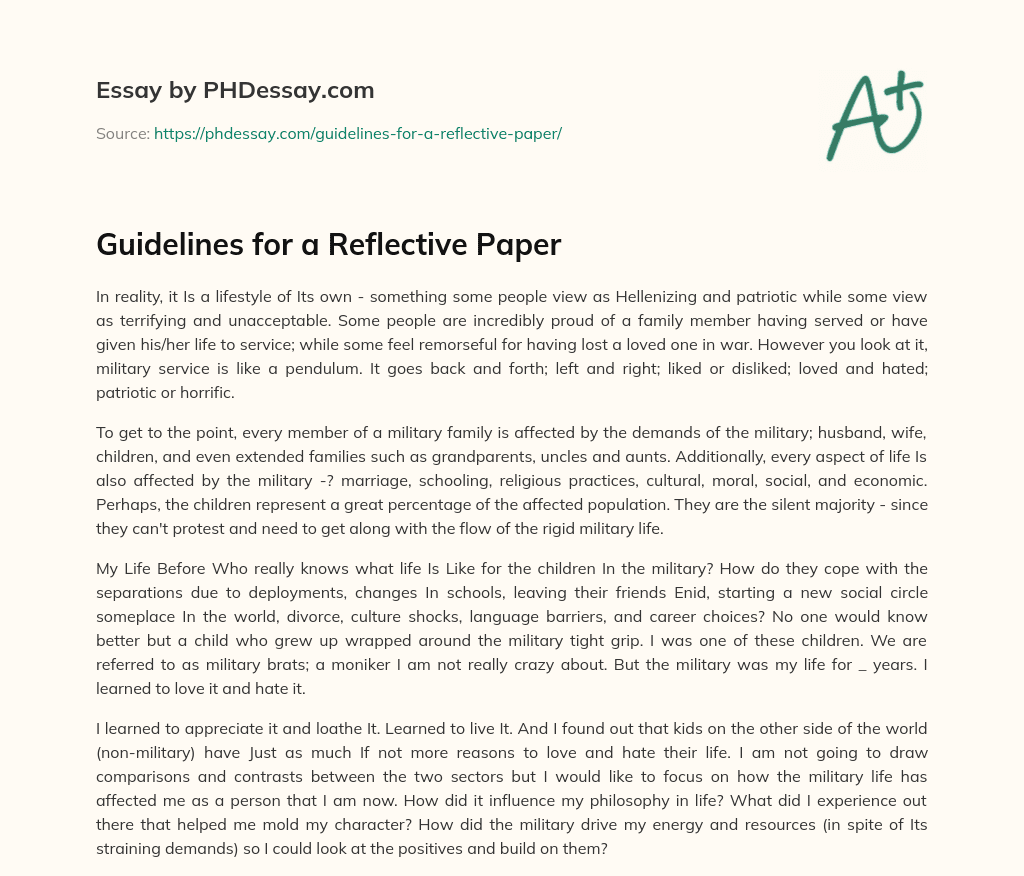 guidelines for reflective essay