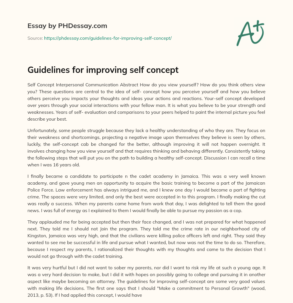 Guidelines for improving self concept essay