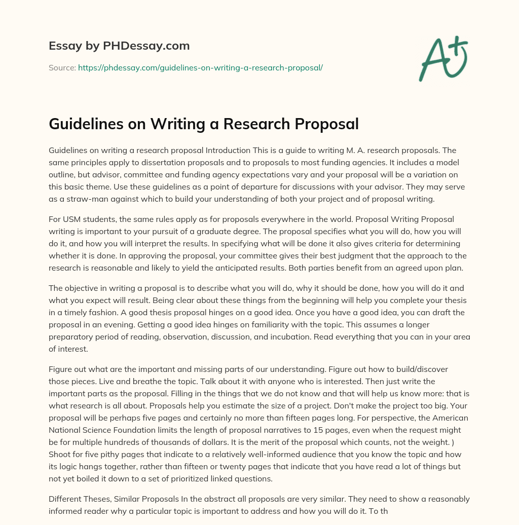 Guidelines on Writing a Research Proposal essay