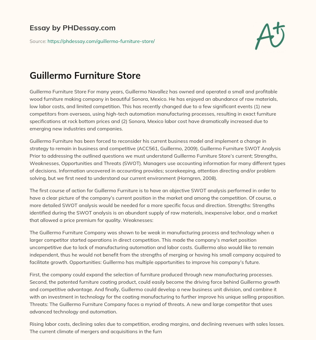 Guillermo Furniture Store essay