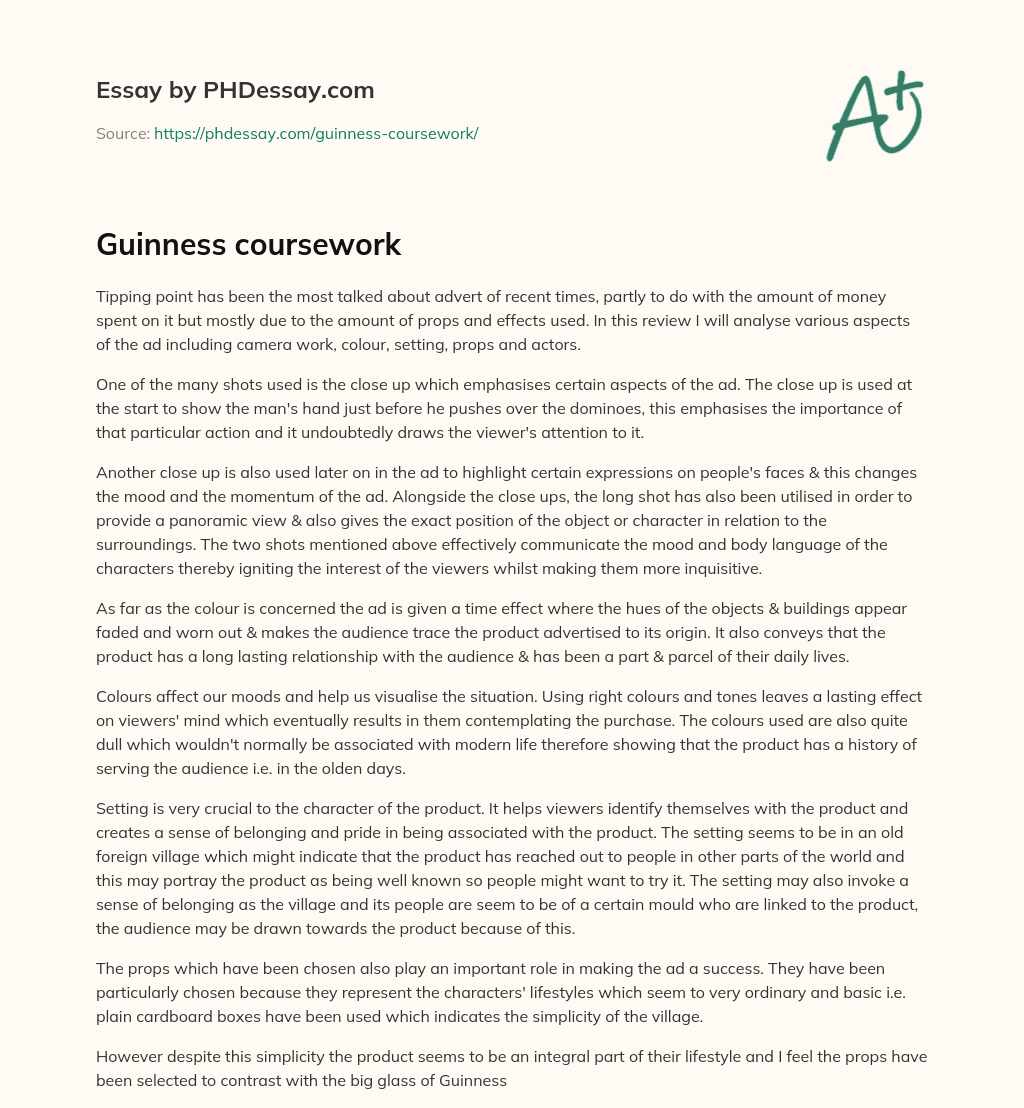Guinness coursework essay
