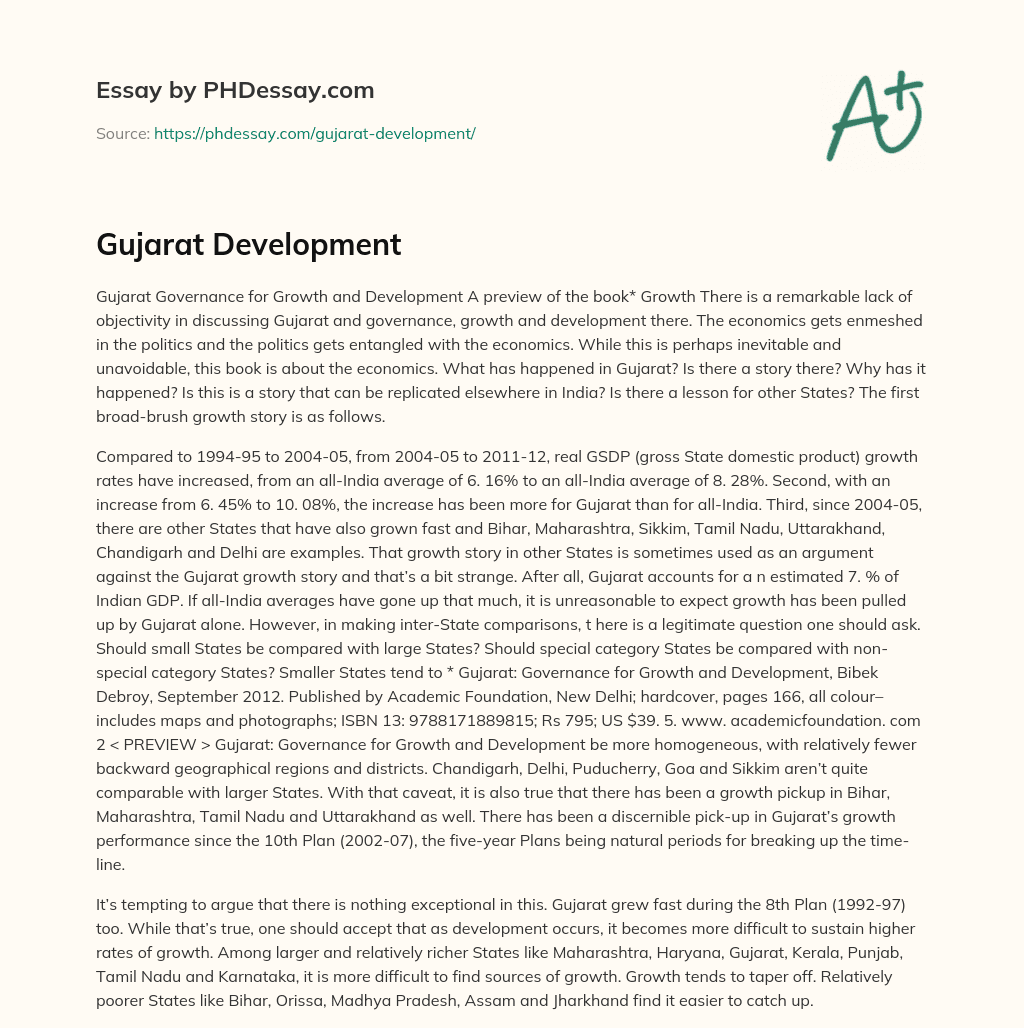 Gujarat Development essay