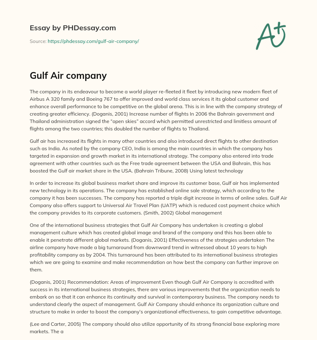 Gulf Air company essay