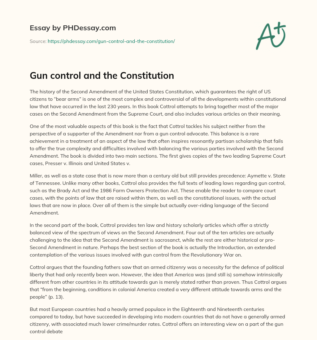 Gun control and the Constitution essay