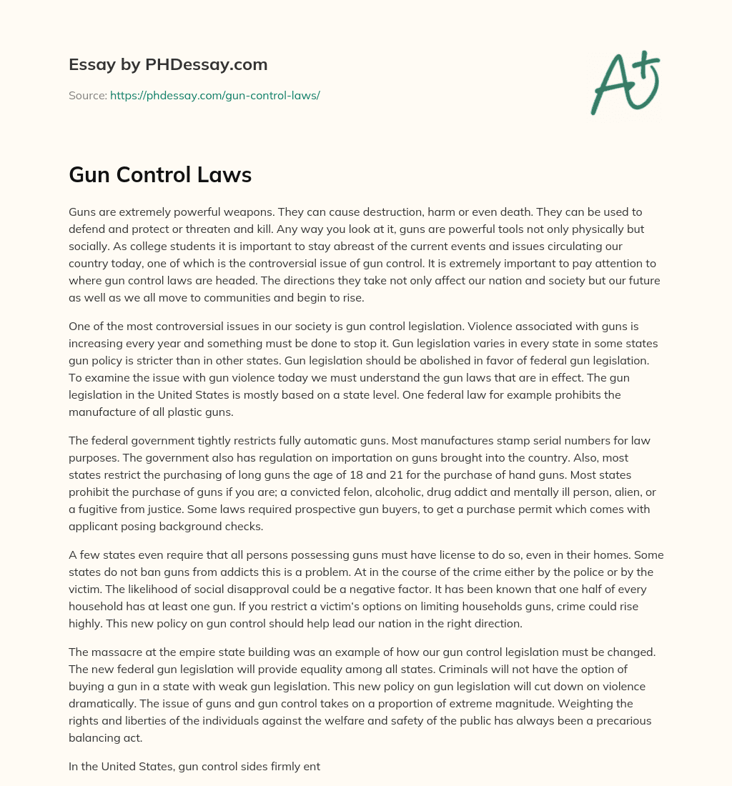 Gun Control Laws essay