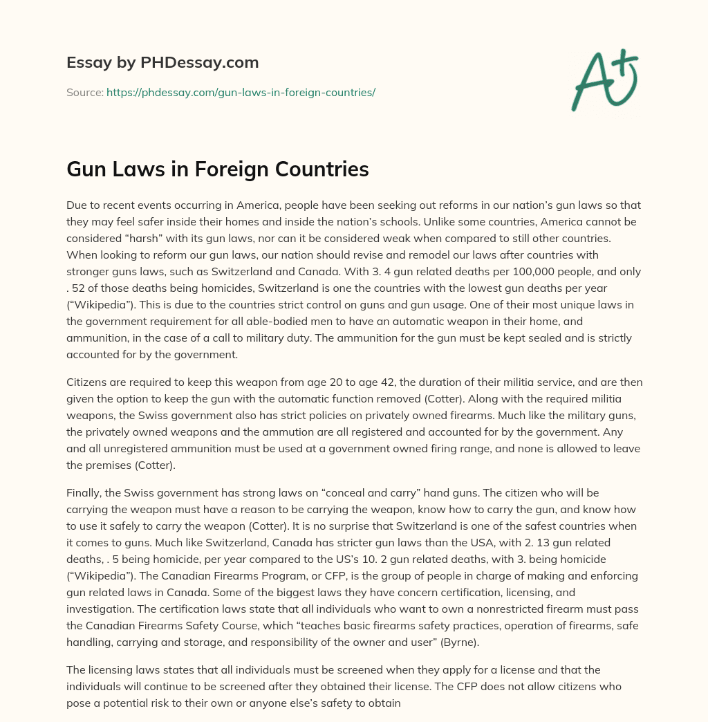 Gun Laws in Foreign Countries essay