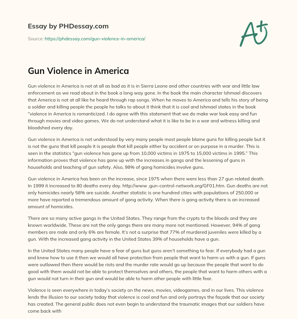 Gun Violence in America essay