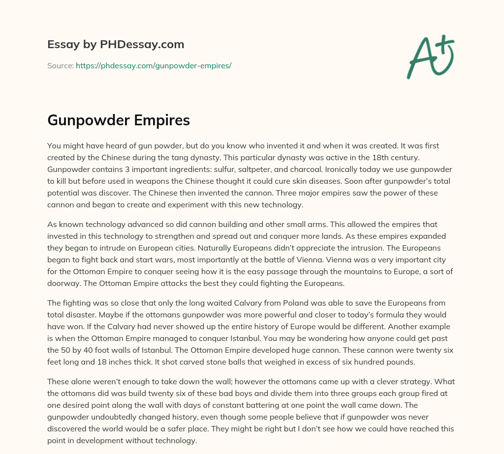 Gunpowder Empires essay