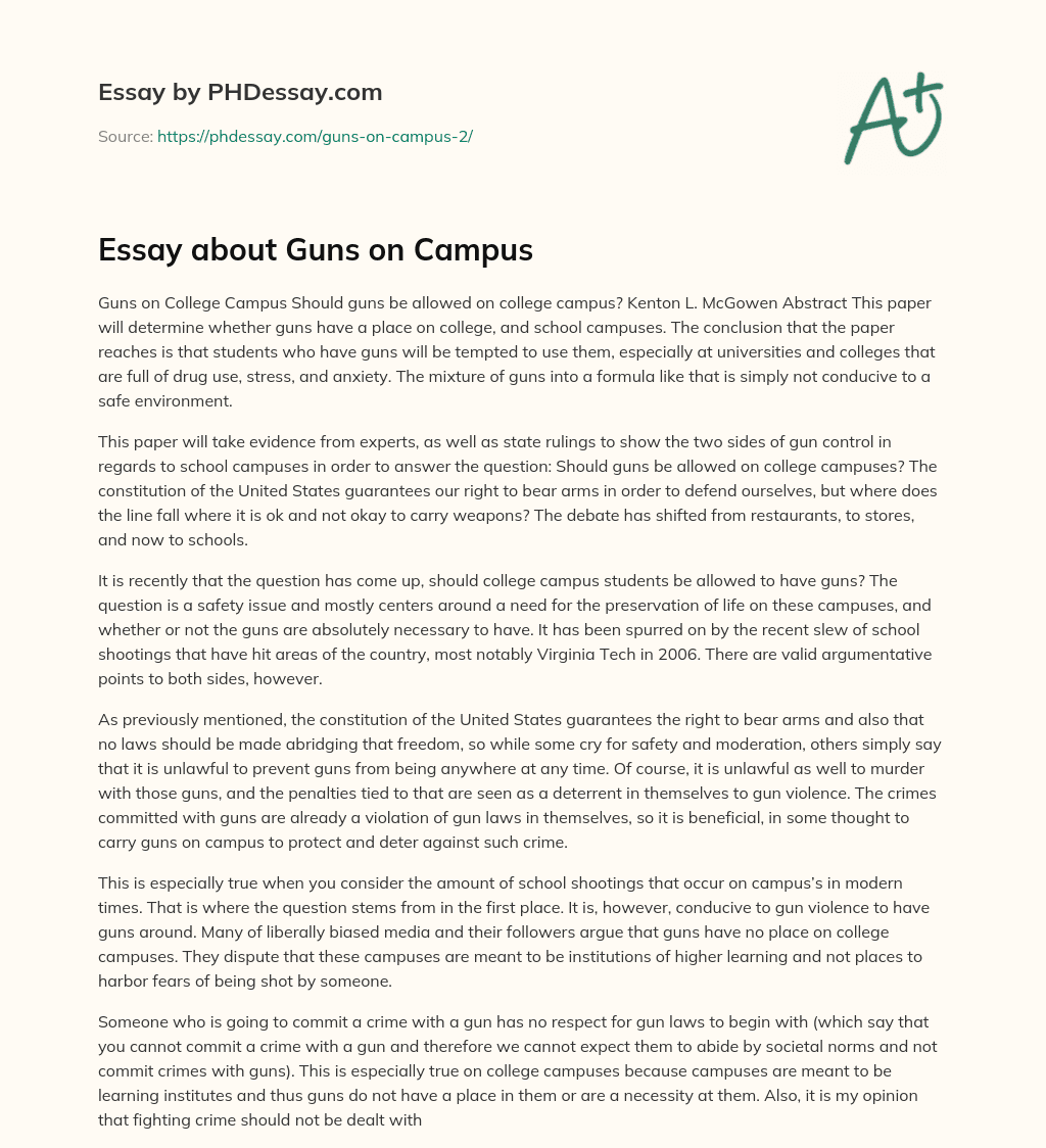Essay about Guns on Campus essay