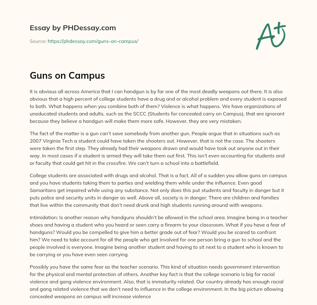 Guns on Campus essay