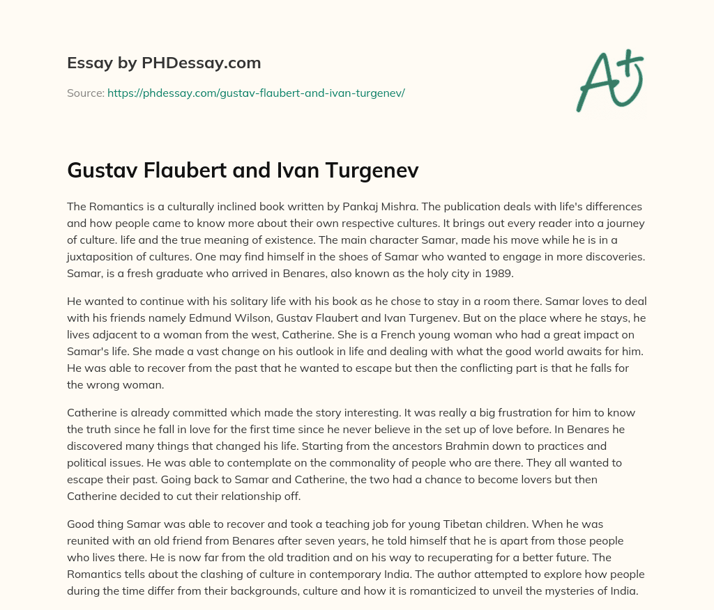 Gustav Flaubert and Ivan Turgenev essay