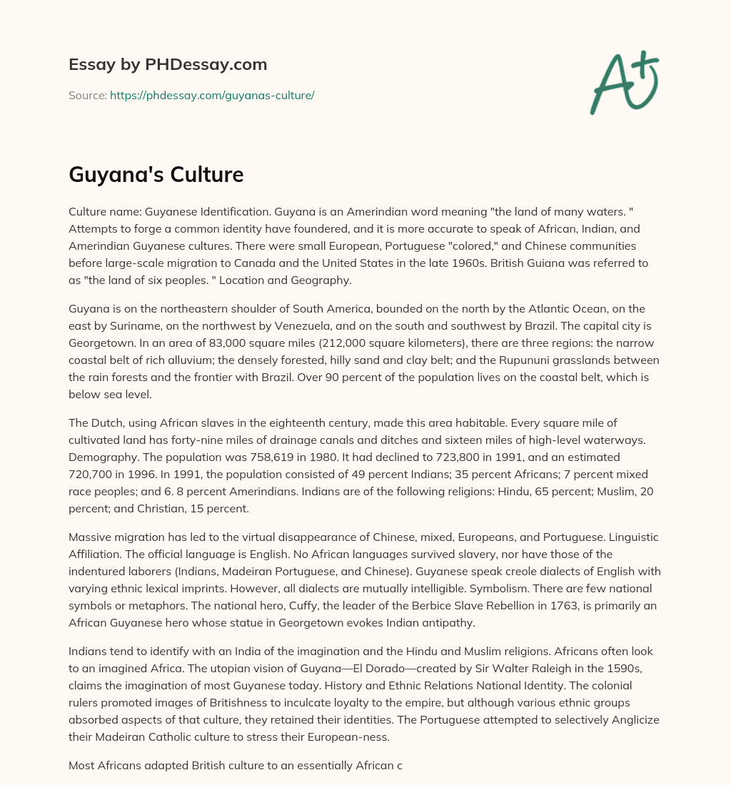 Guyana’s Culture essay