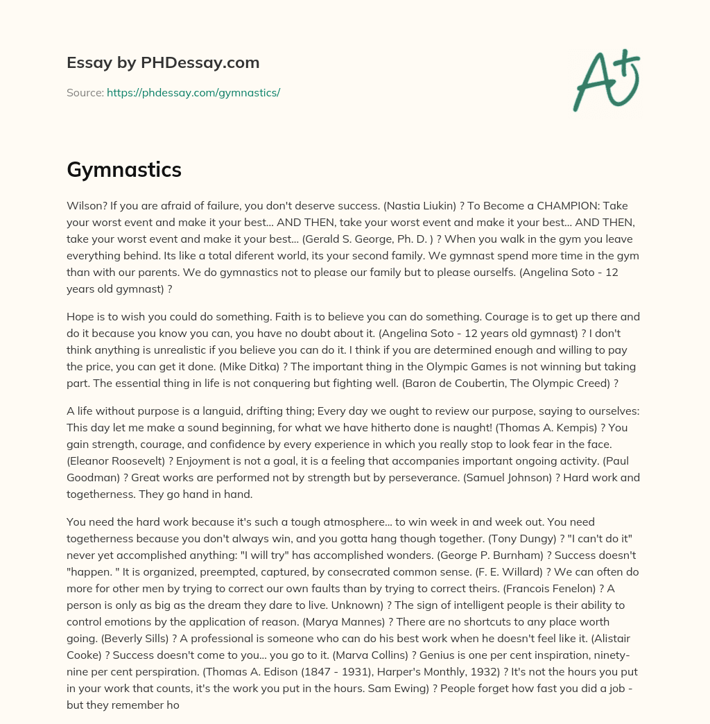 The Importance of Believing in Yourself and Perseverance in Gymnastics and Life essay