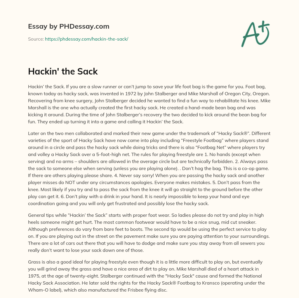 Hackin’ the Sack essay