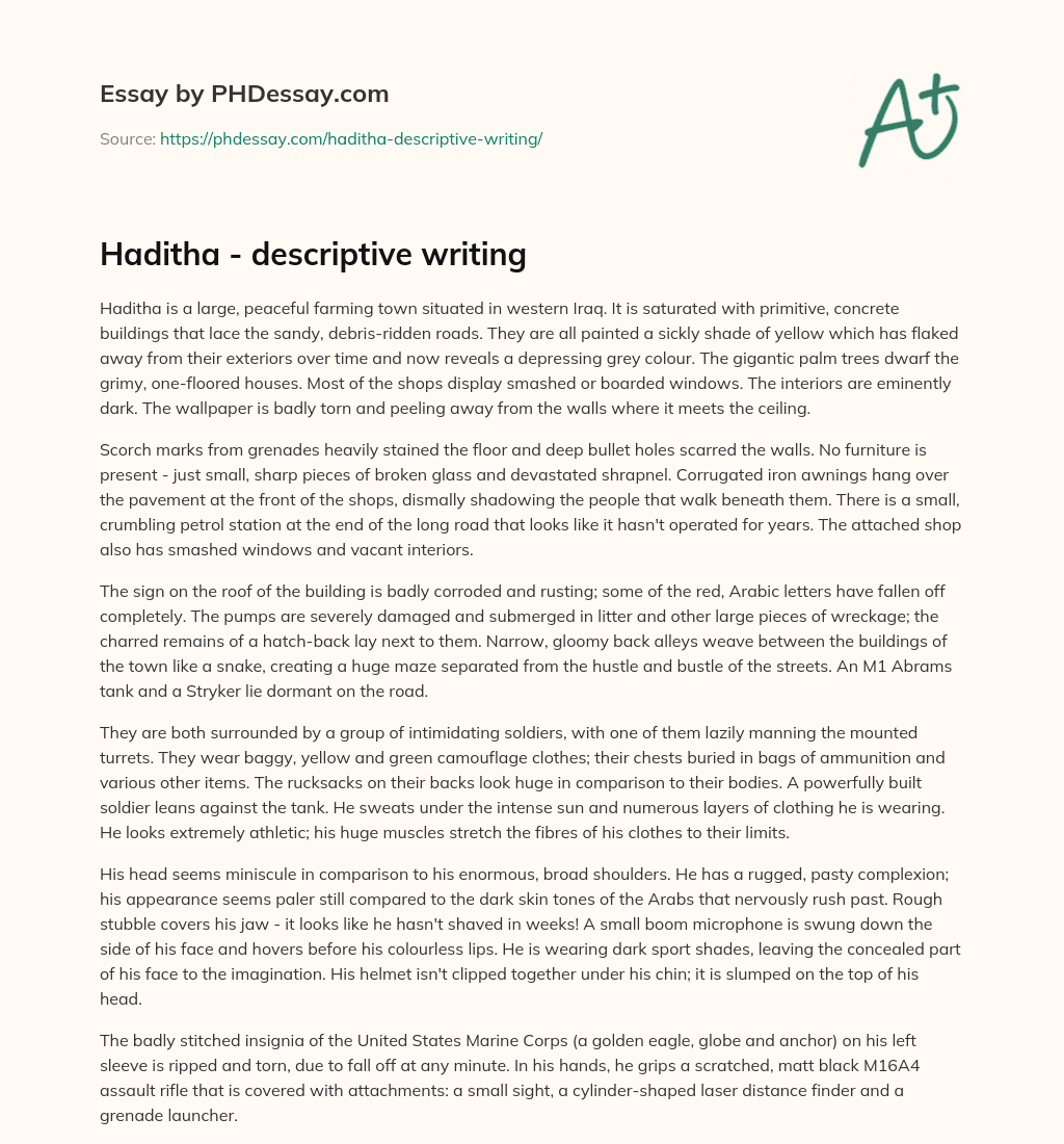 Haditha – descriptive writing essay