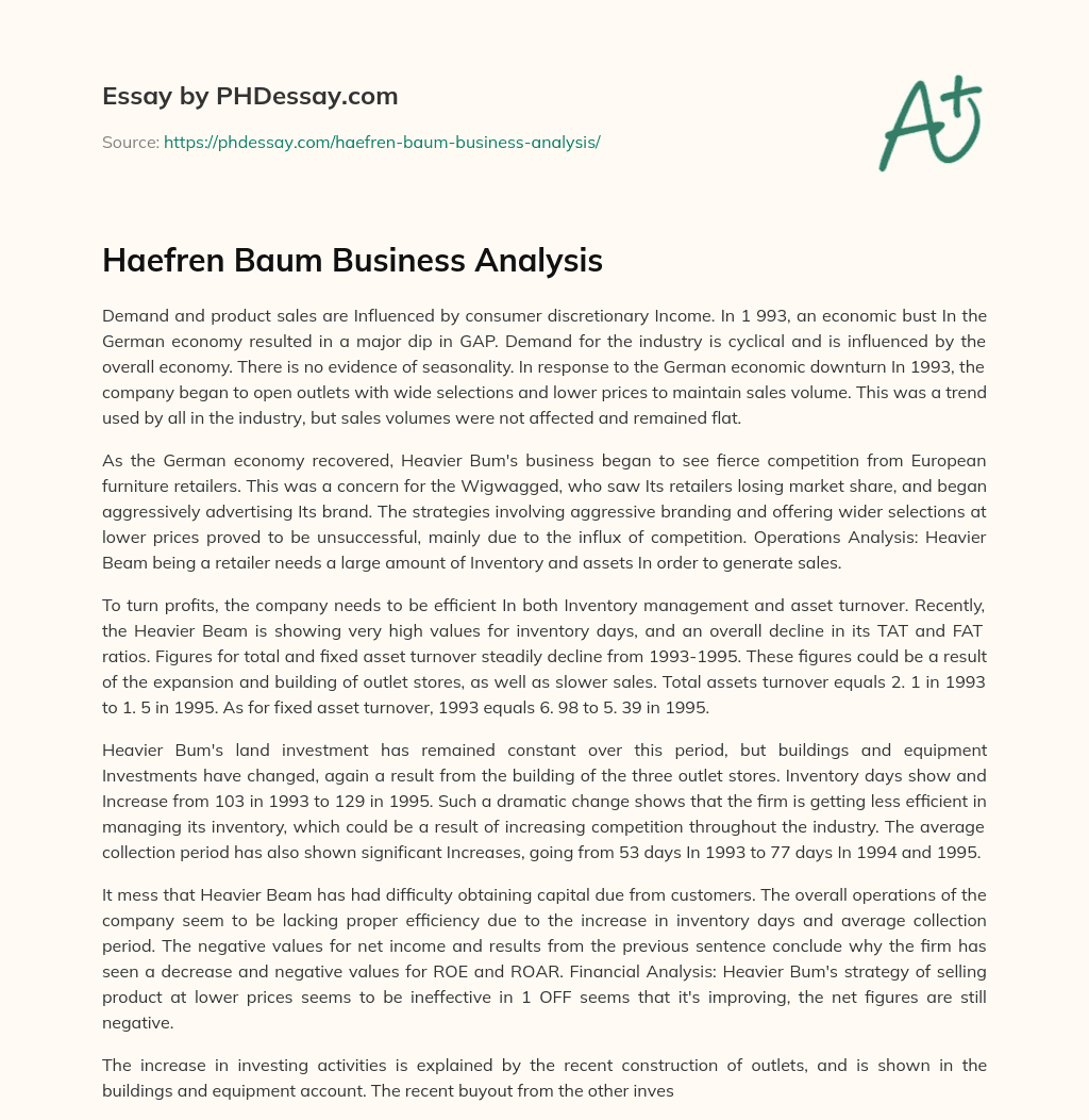 Haefren Baum Business Analysis essay