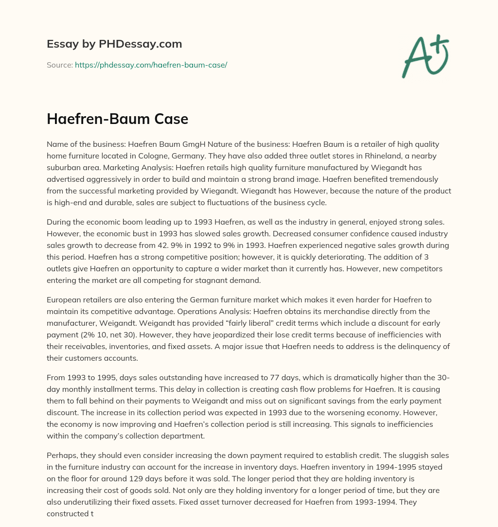 Haefren-Baum Case essay
