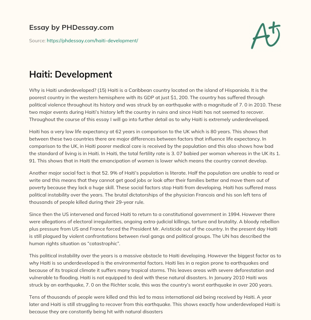 Haiti: Development essay