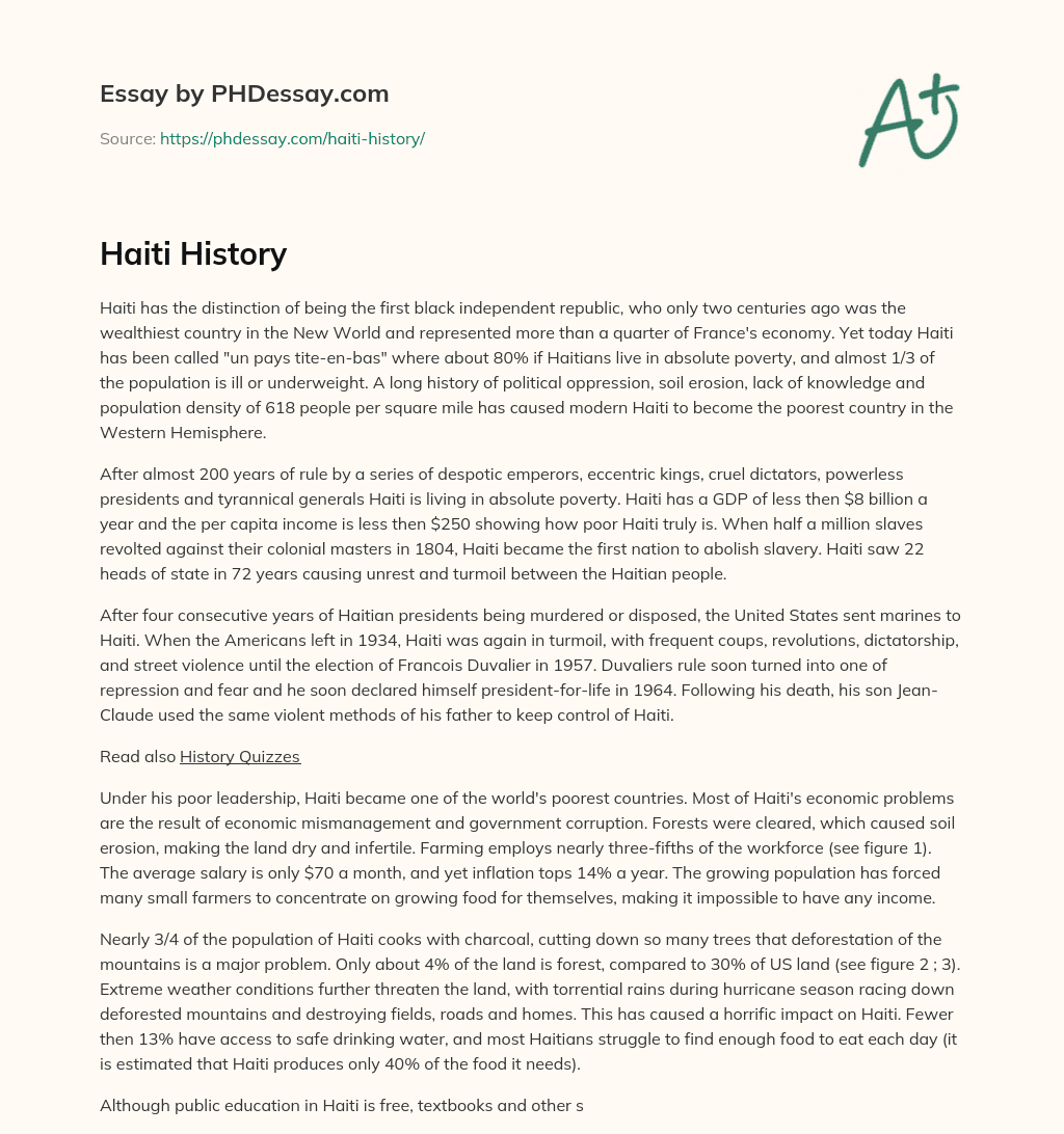 Haiti History essay