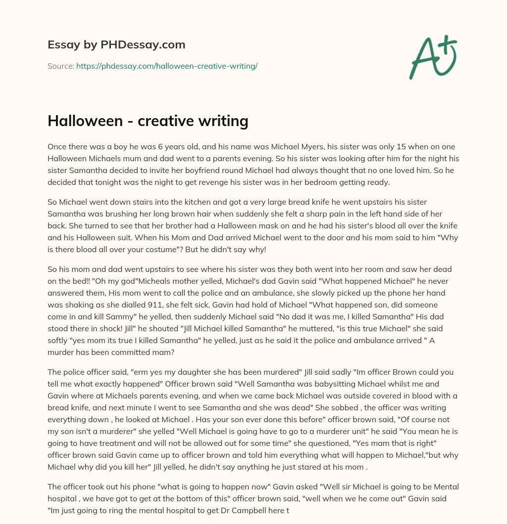 Halloween – creative writing essay